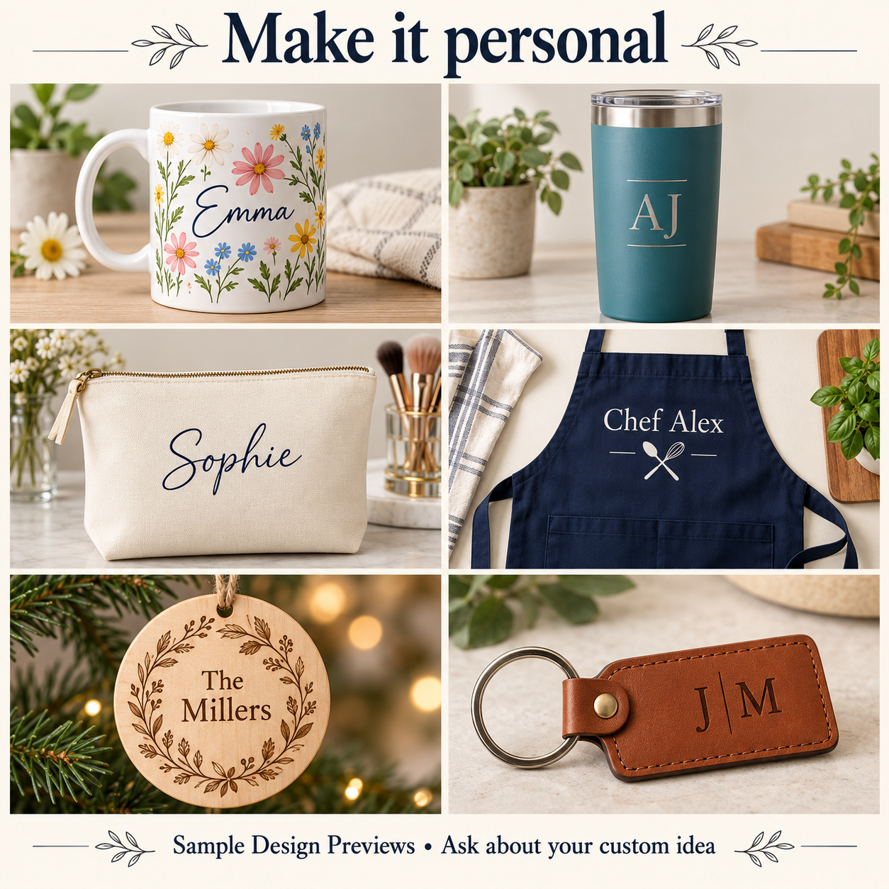 Sample concepts for custom gifts and keepsakes