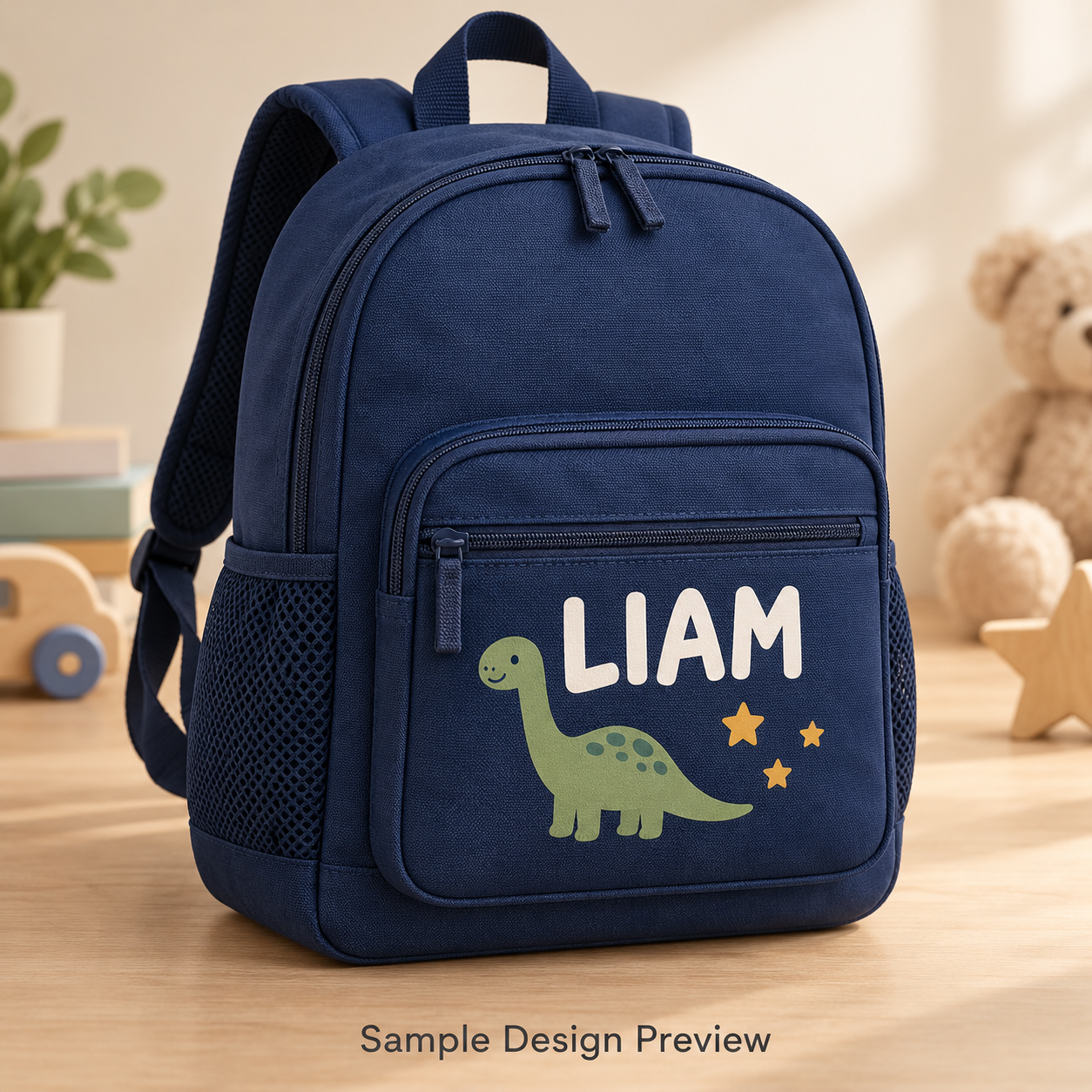 Sample concept of a personalized kids backpack