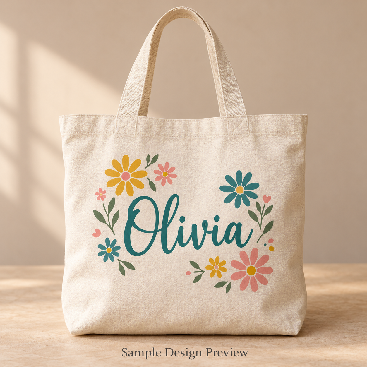 Sample concept of a personalized tote bag